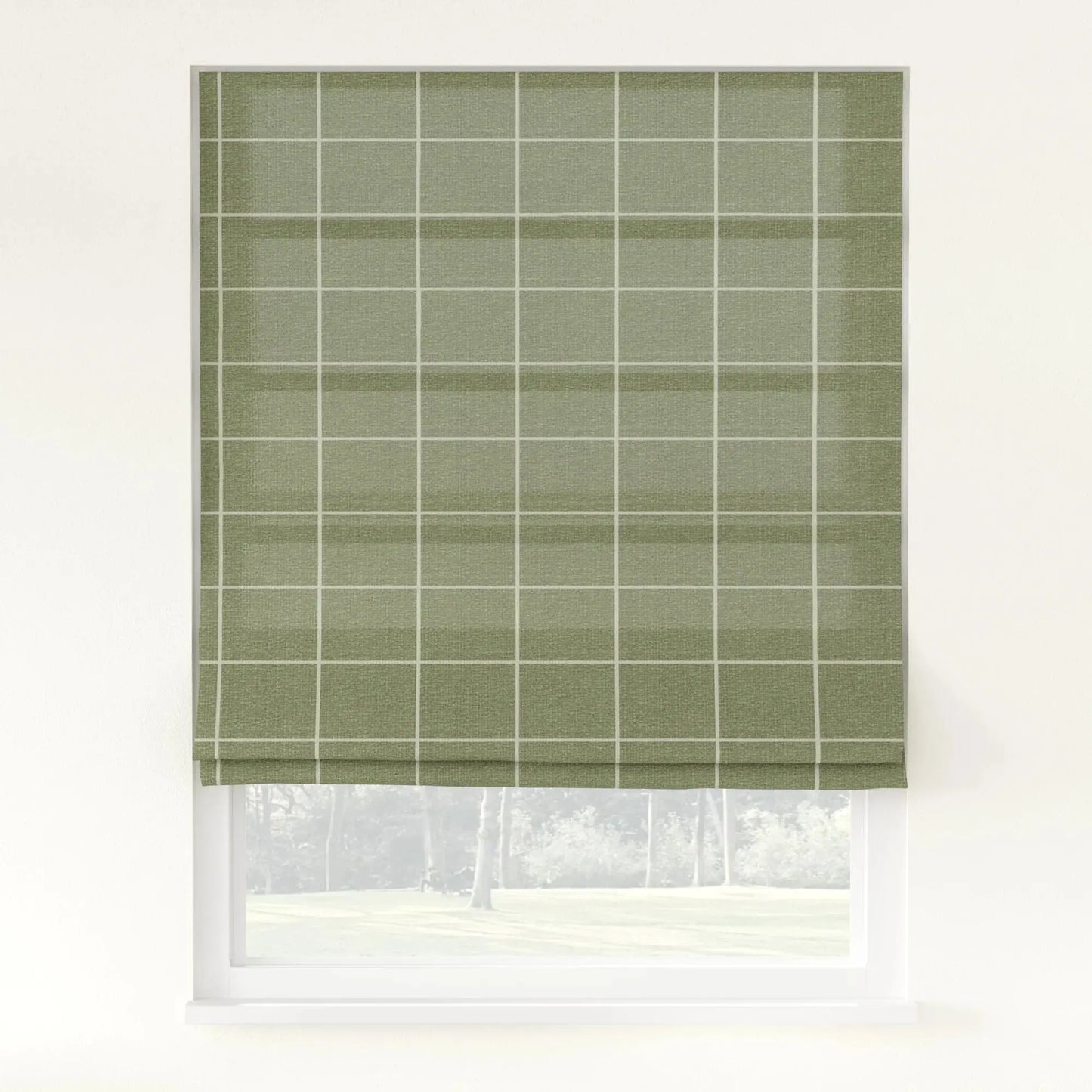 Sienna Linen Plaid Striped Roman Shade Cordless - LuxDrape