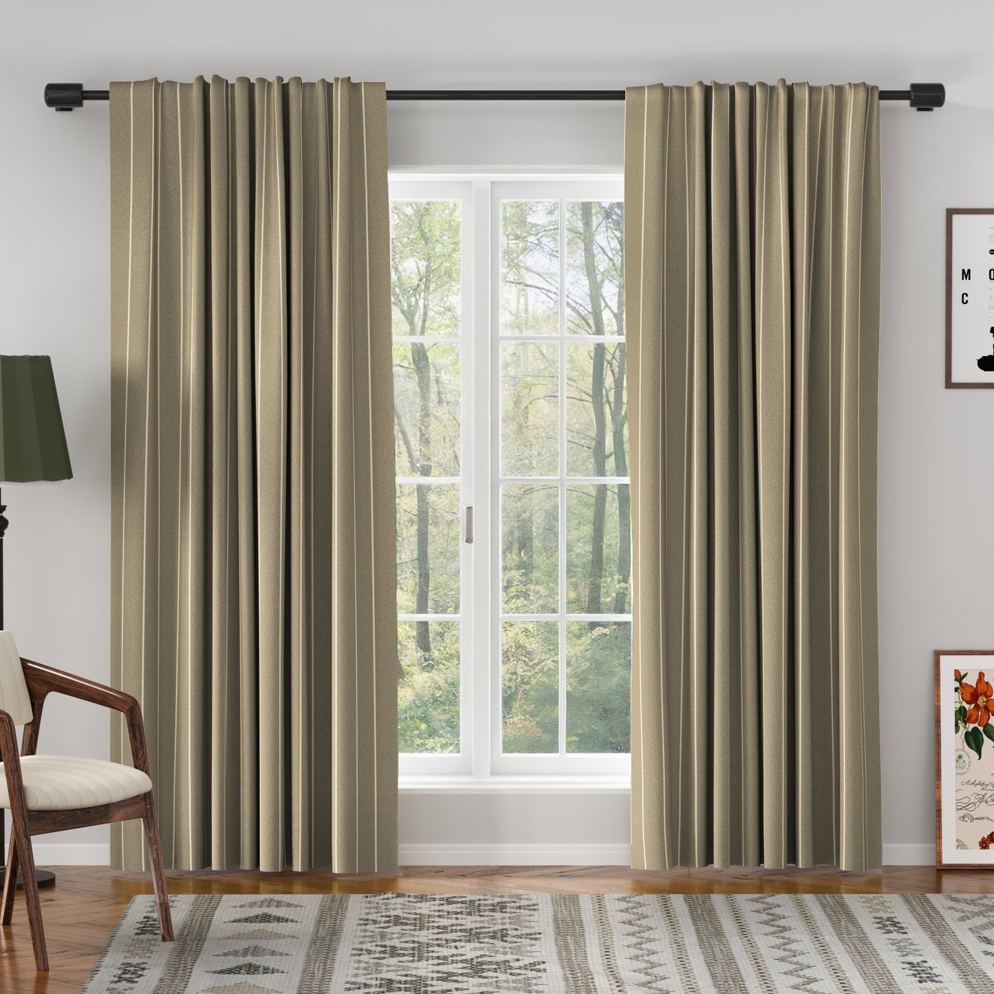 Sienna Striped Pattern Linen Blend Drape Soft Top