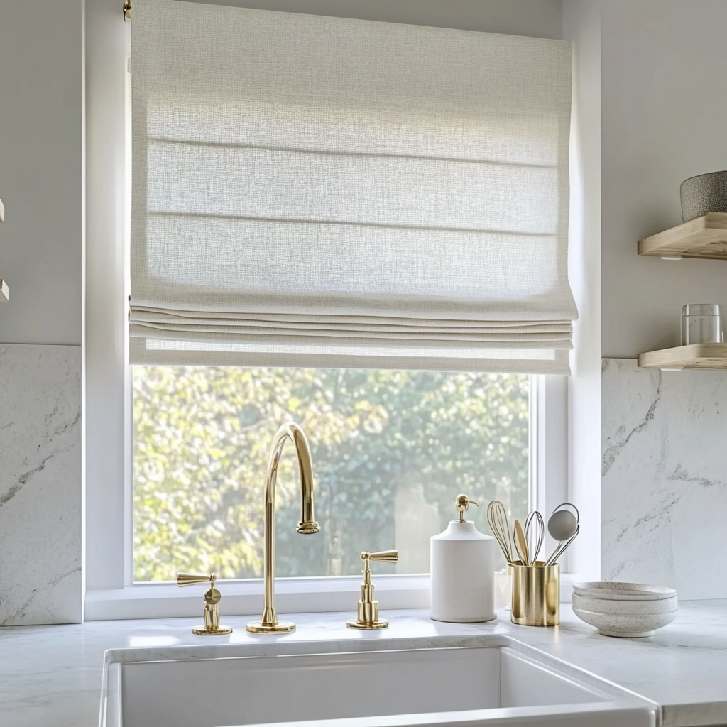 Florence Linen Roman Shade Cordless - LuxDrape