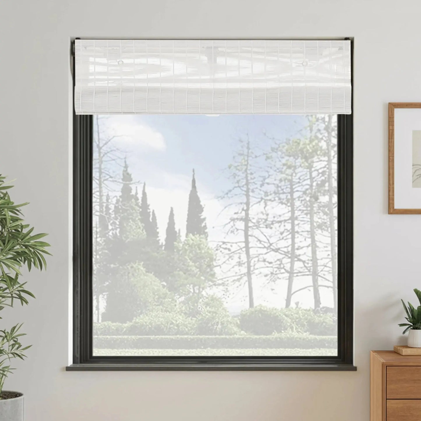 Natural Jute Bamboo Wood Woven Blinds & Shades | Marble White - LuxDrape