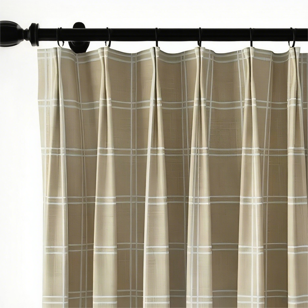 Sienna Striped Pattern Linen Blend Pleated Cafe Curtains