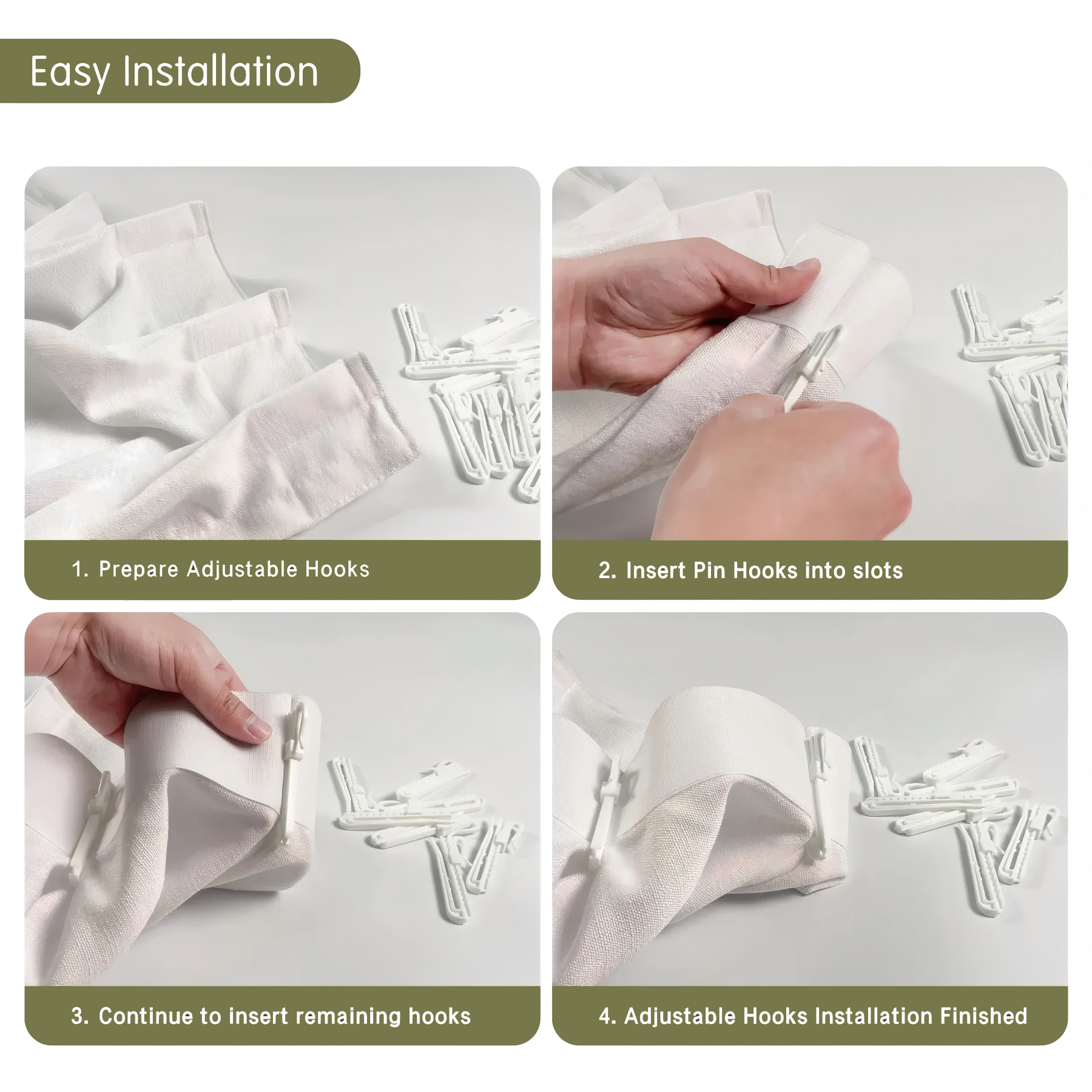 Dura Adjustable Pin Hooks Set (Pack of 32) - LuxDrape