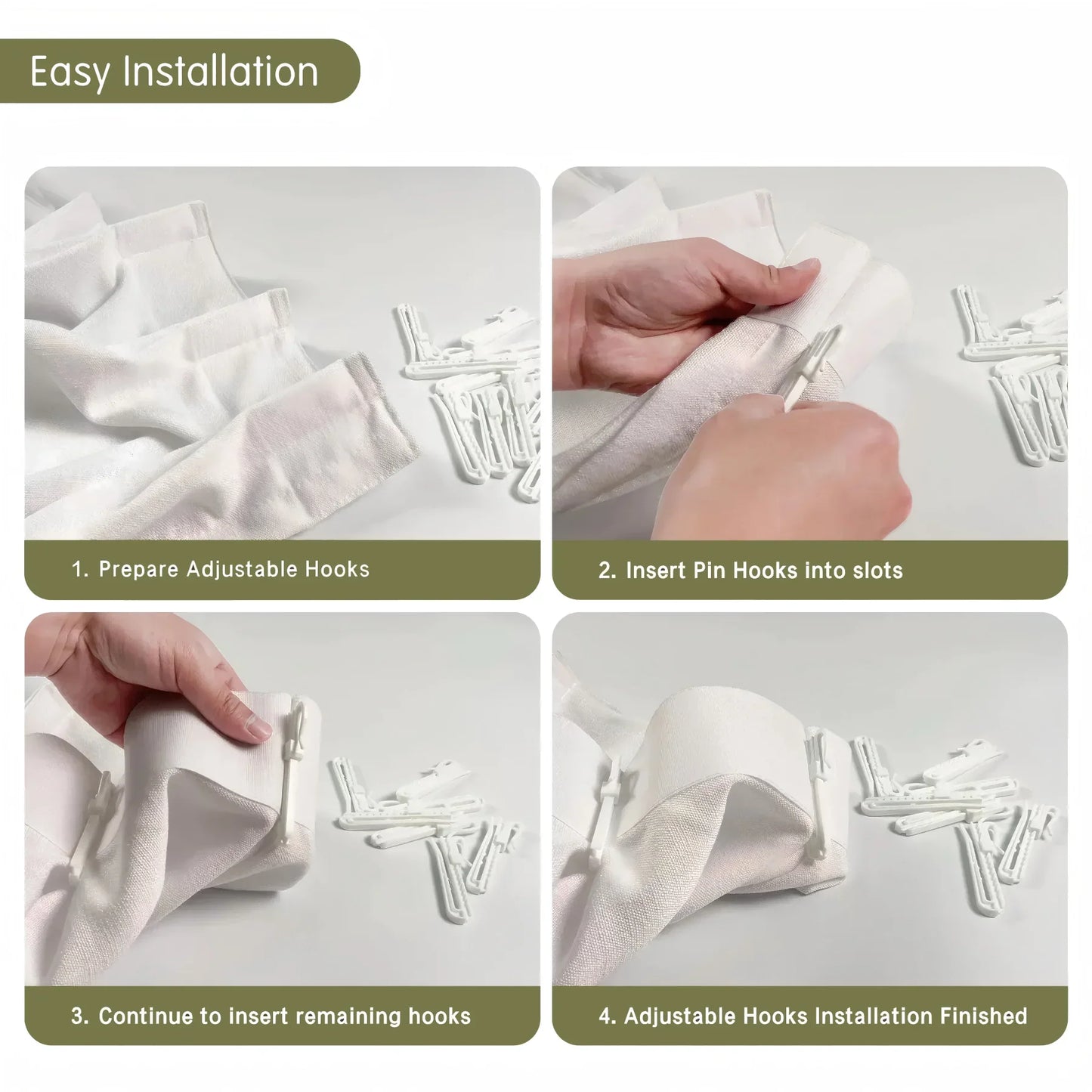 Dura Adjustable Pin Hooks Set (Pack of 32) - LuxDrape