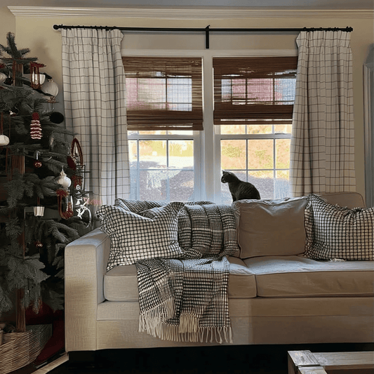 Sienna Striped Pattern Linen Blend Drape  Pleated