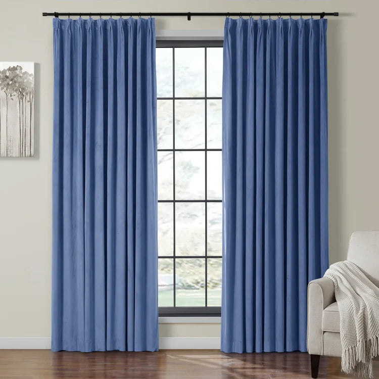 Velmor Pleated Velvet Curtains with Blackout Lining - LuxDrape
