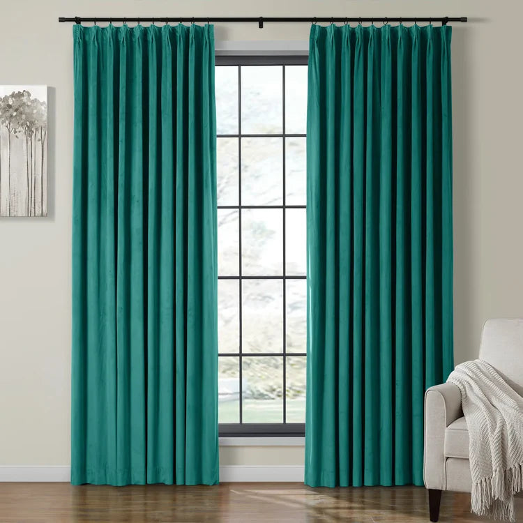 Velmor Pleated Velvet Curtains with Blackout Lining - LuxDrape