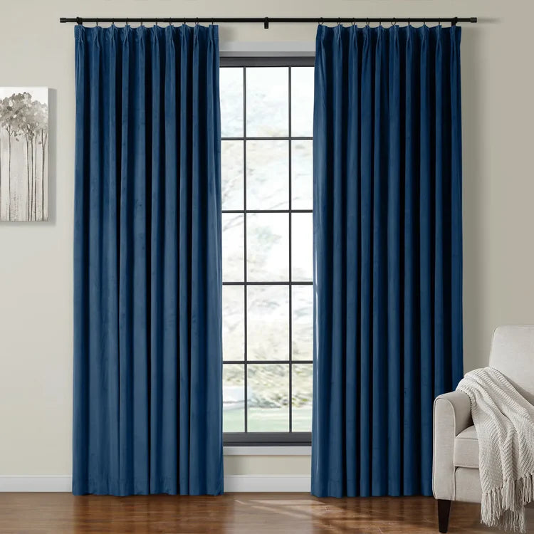 Velmor Pleated Velvet Curtains with Blackout Lining - LuxDrape