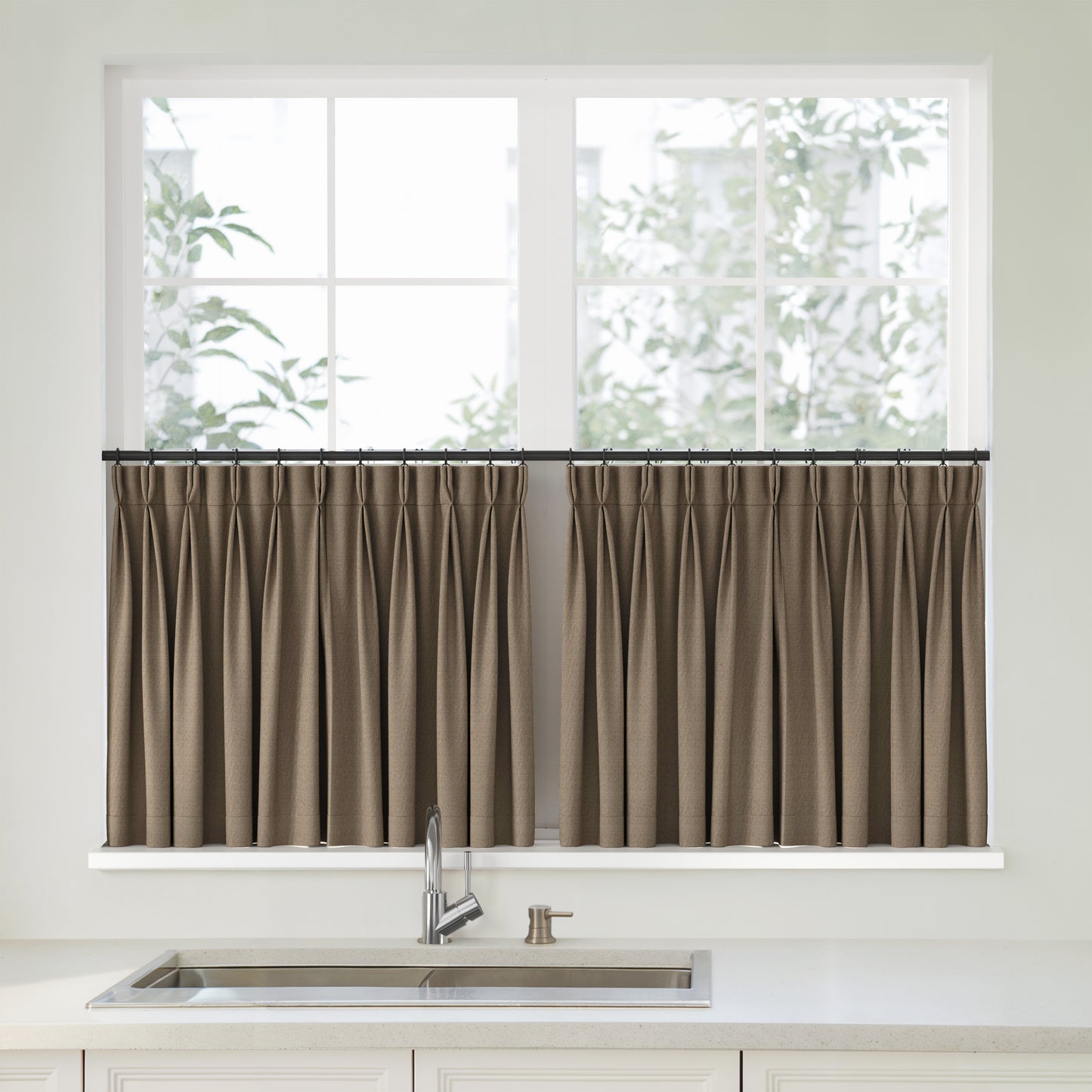 Florence Linen Pleated Cafe Curtains