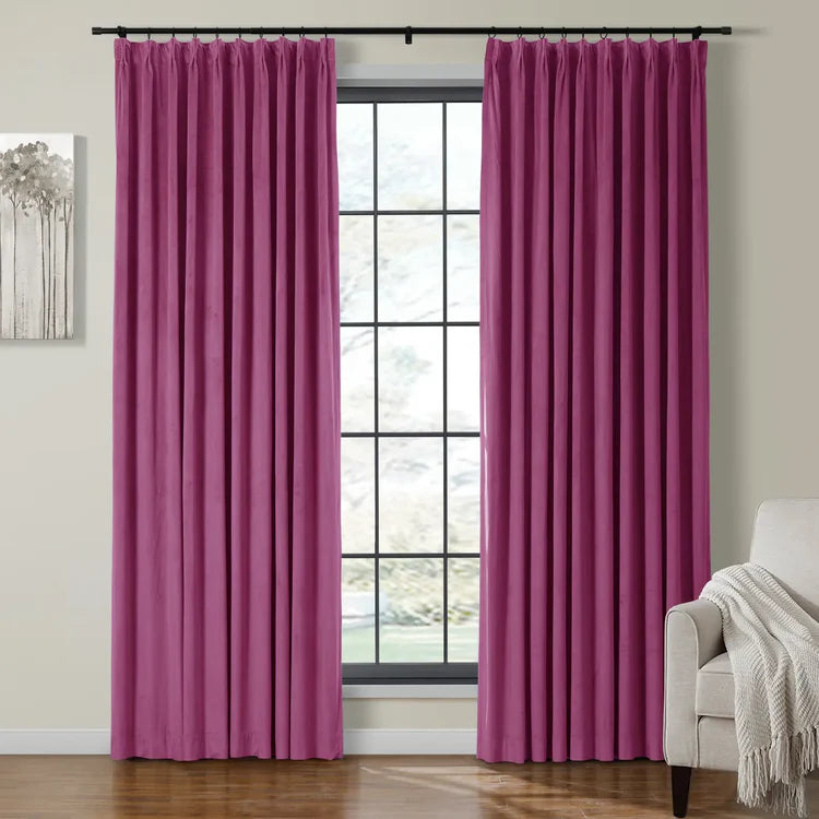 Velmor Pleated Velvet Curtains with Blackout Lining - LuxDrape