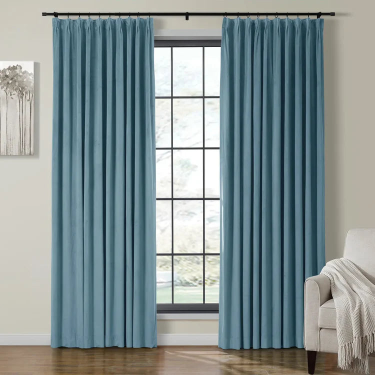 Velmor Pleated Velvet Curtains with Blackout Lining - LuxDrape