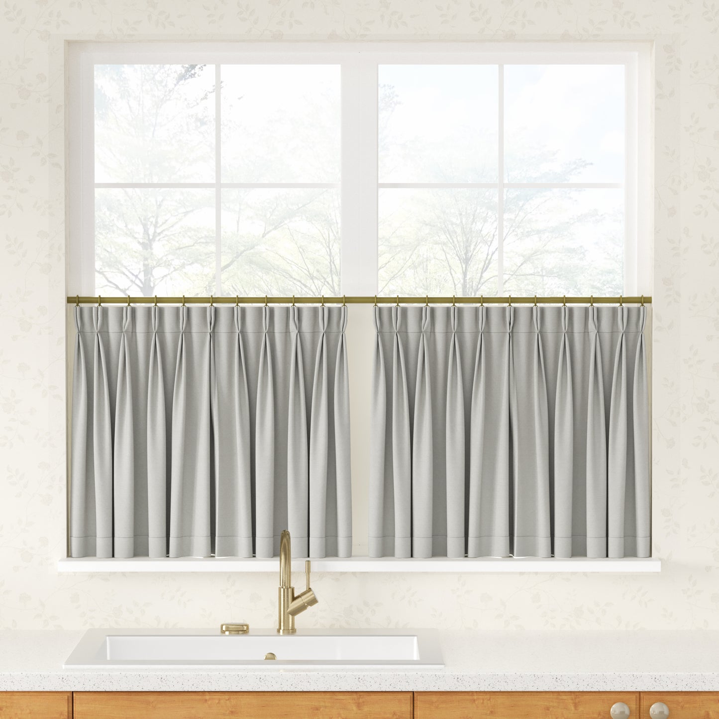 Breeza Cotton Blend Pleated Cafe Curtains