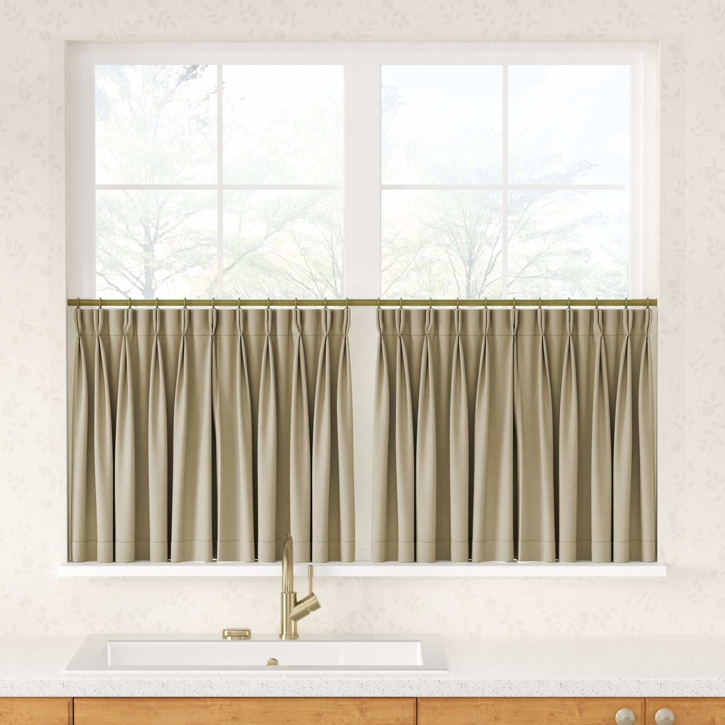 Breeza Cotton Blend Pleated Cafe Curtains
