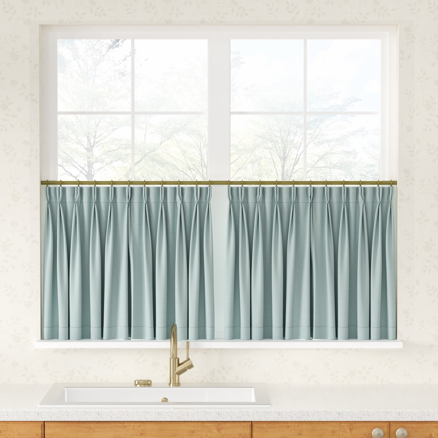 Breeza Cotton Blend Pleated Cafe Curtains