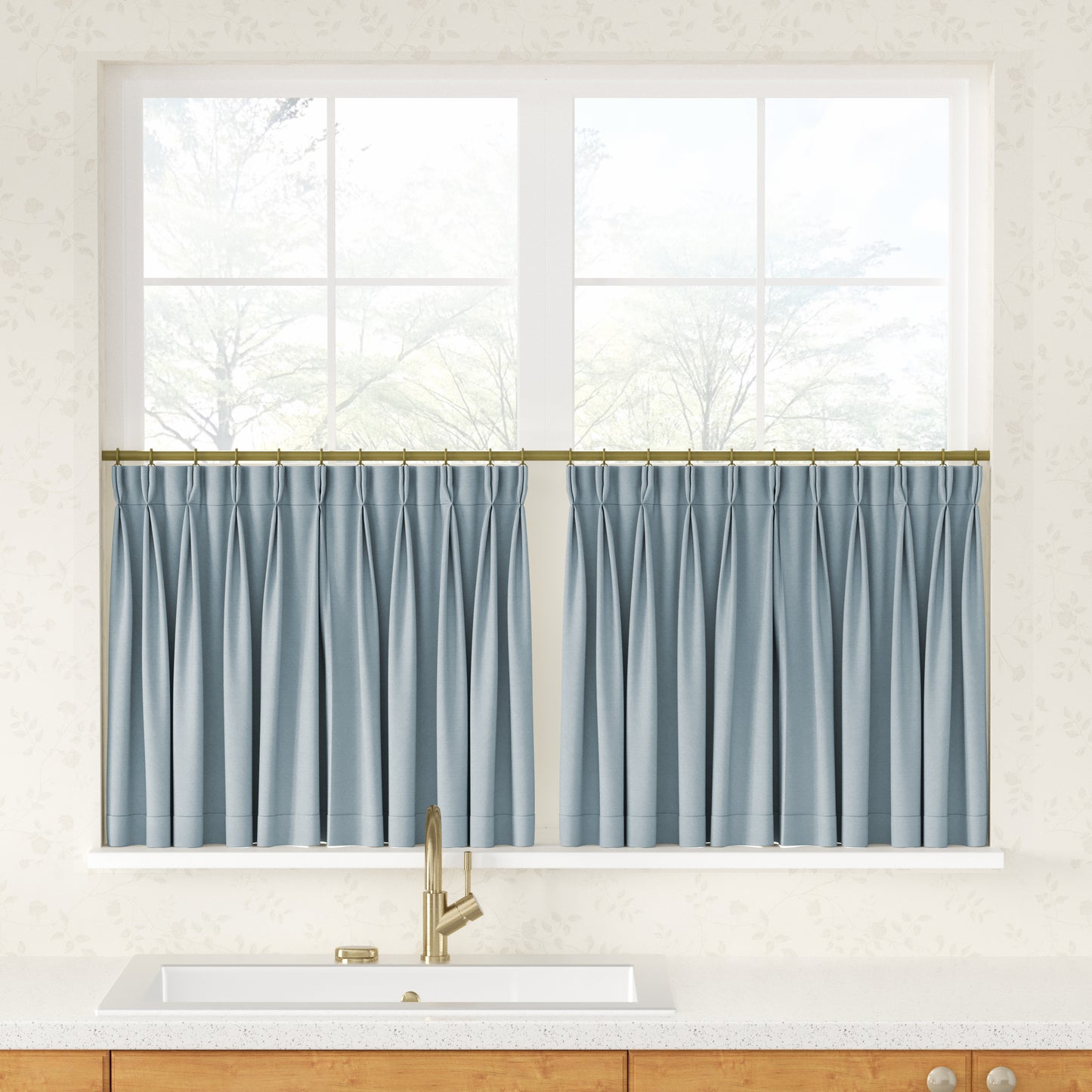 Breeza Cotton Blend Pleated Cafe Curtains