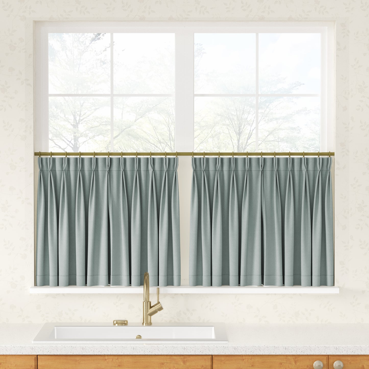 Breeza Cotton Blend Pleated Cafe Curtains