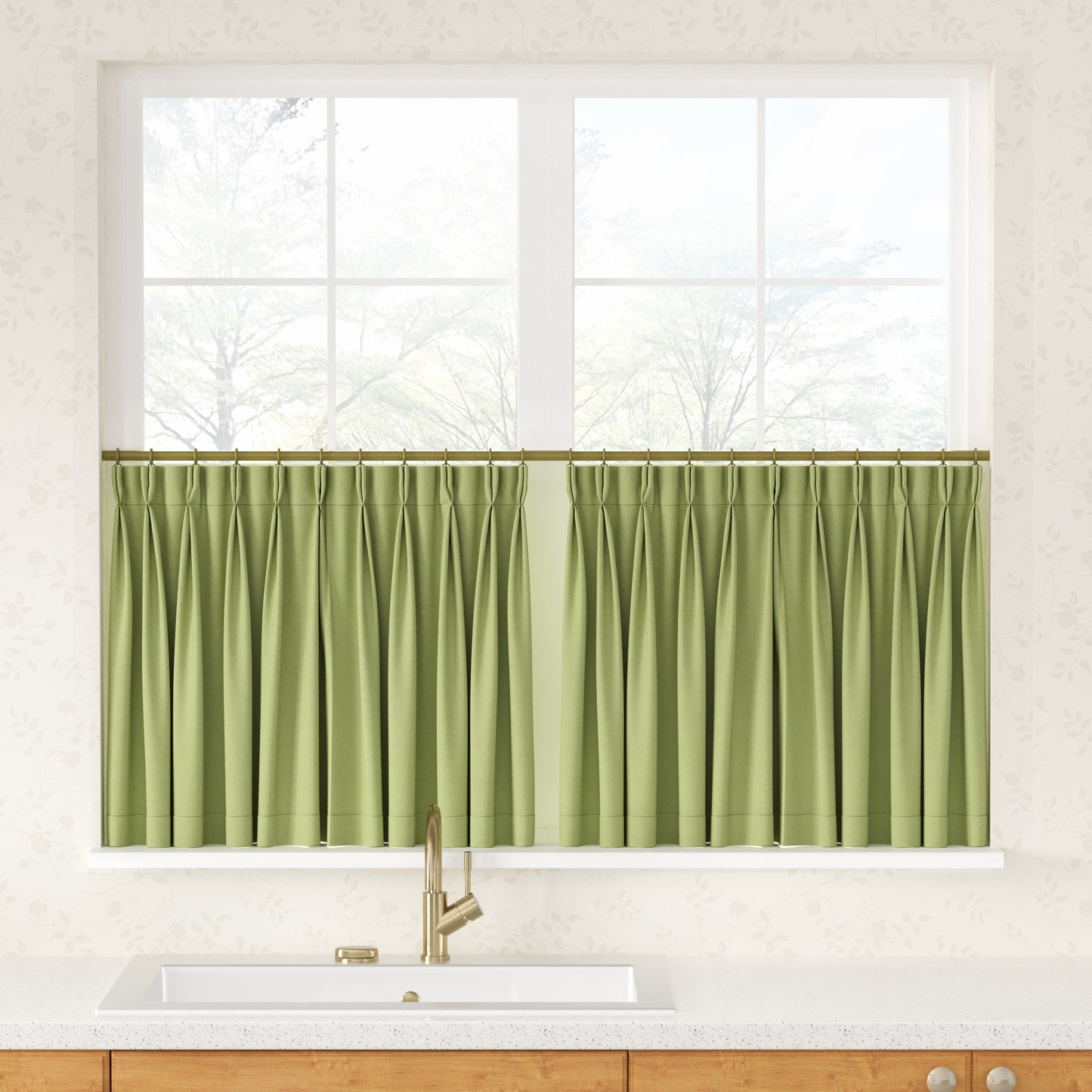 Breeza Cotton Blend Pleated Cafe Curtains