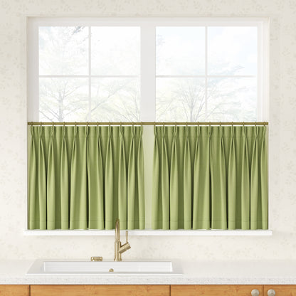 Breeza Cotton Blend Pleated Cafe Curtains