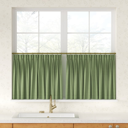 Breeza Cotton Blend Pleated Cafe Curtains