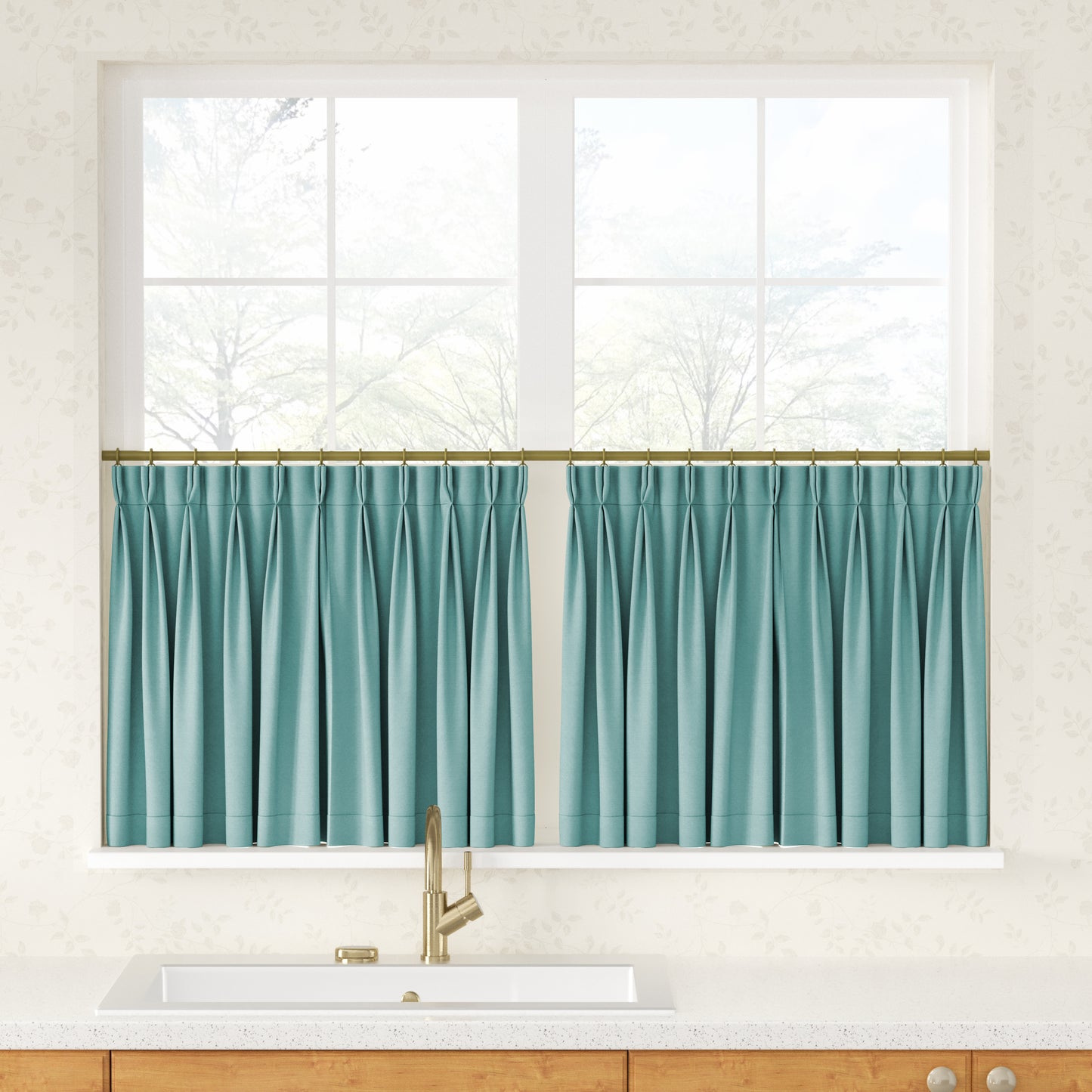 Breeza Cotton Blend Pleated Cafe Curtains