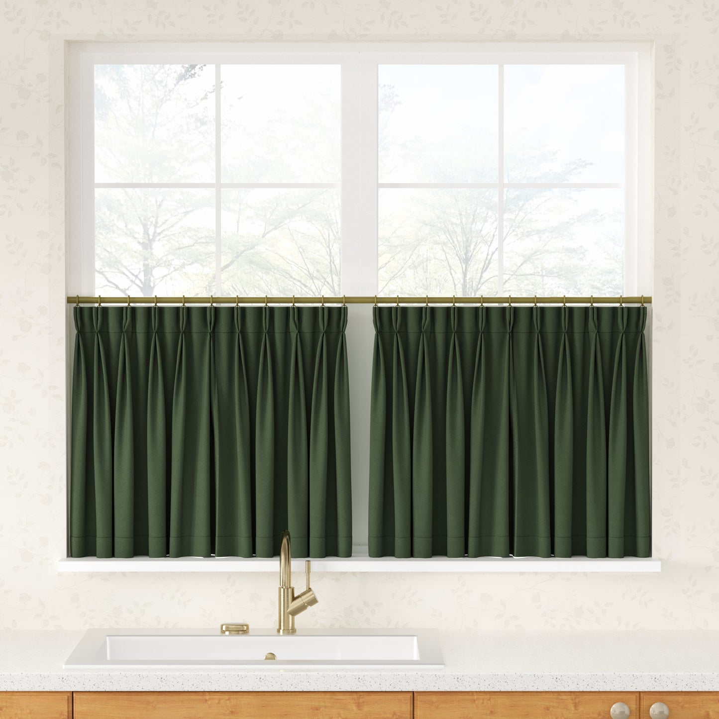 Breeza Cotton Blend Pleated Cafe Curtains