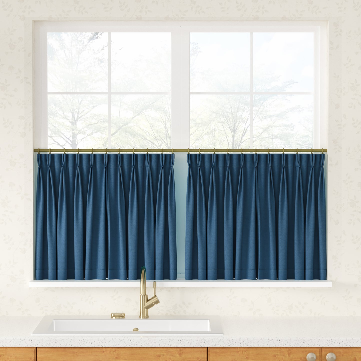 Breeza Cotton Blend Pleated Cafe Curtains