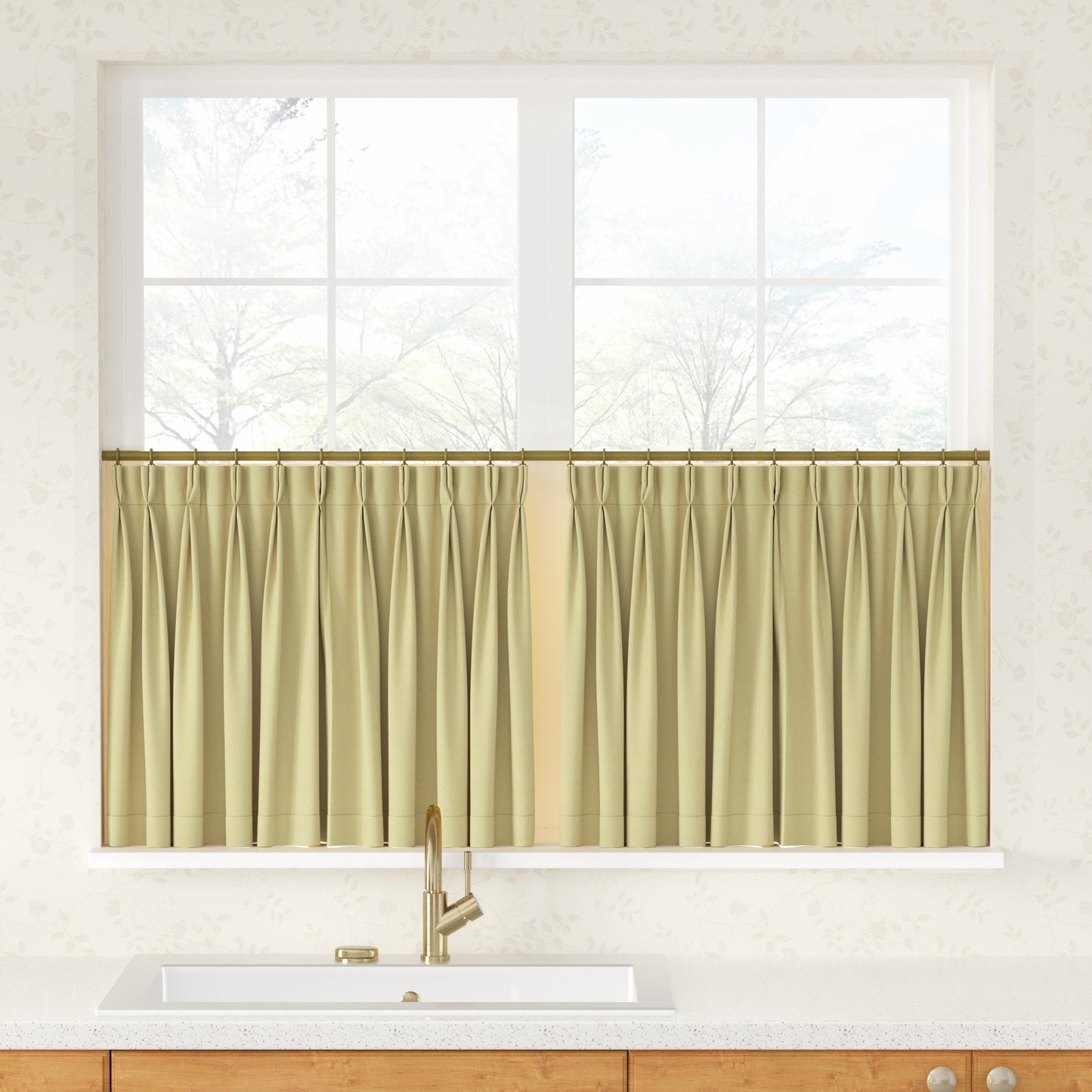 Breeza Cotton Blend Pleated Cafe Curtains