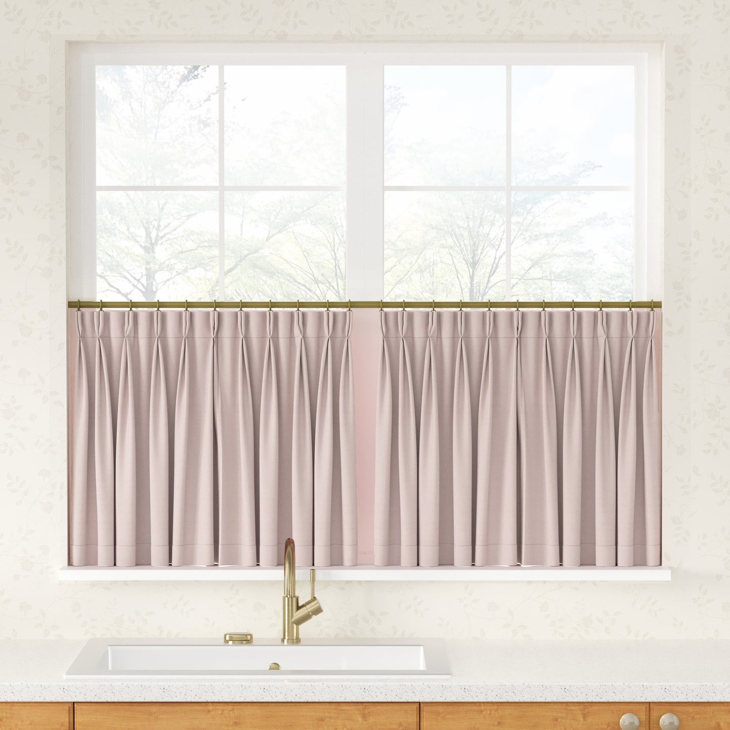 Breeza Cotton Blend Pleated Cafe Curtains