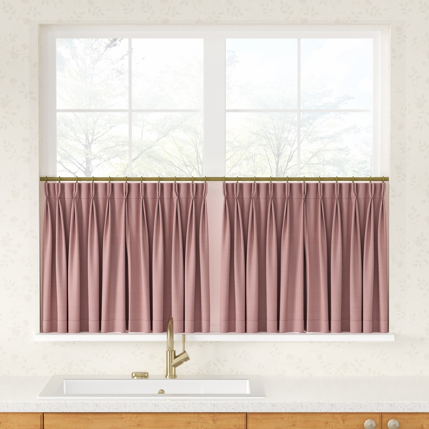 Breeza Cotton Blend Pleated Cafe Curtains