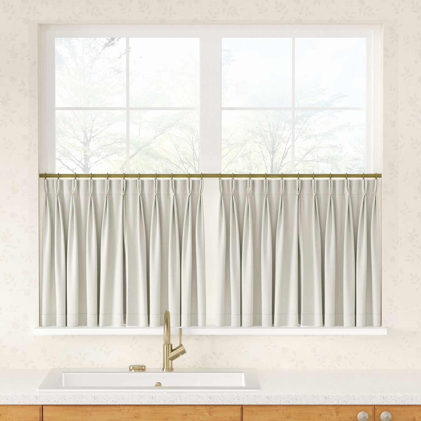 Breeza Cotton Blend Pleated Cafe Curtains
