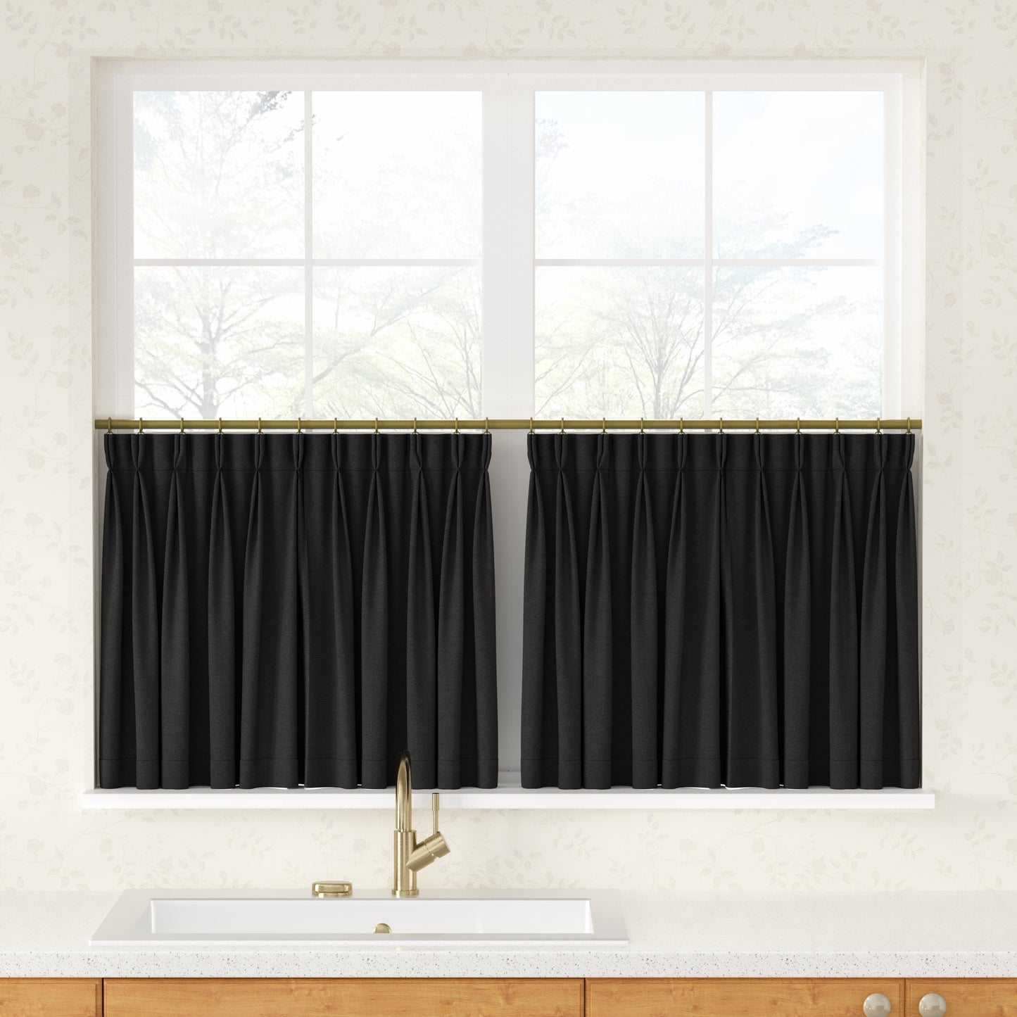 Breeza Cotton Blend Pleated Cafe Curtains