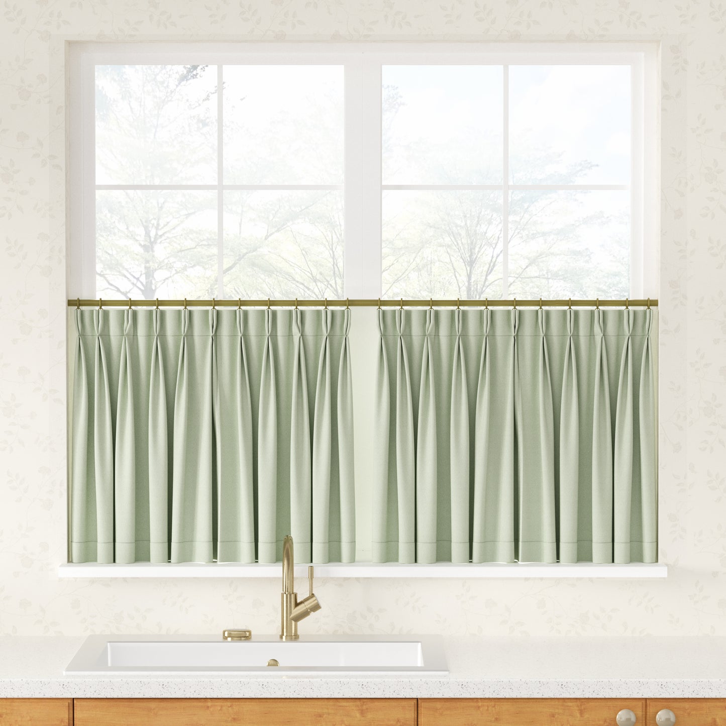 Breeza Cotton Blend Pleated Cafe Curtains