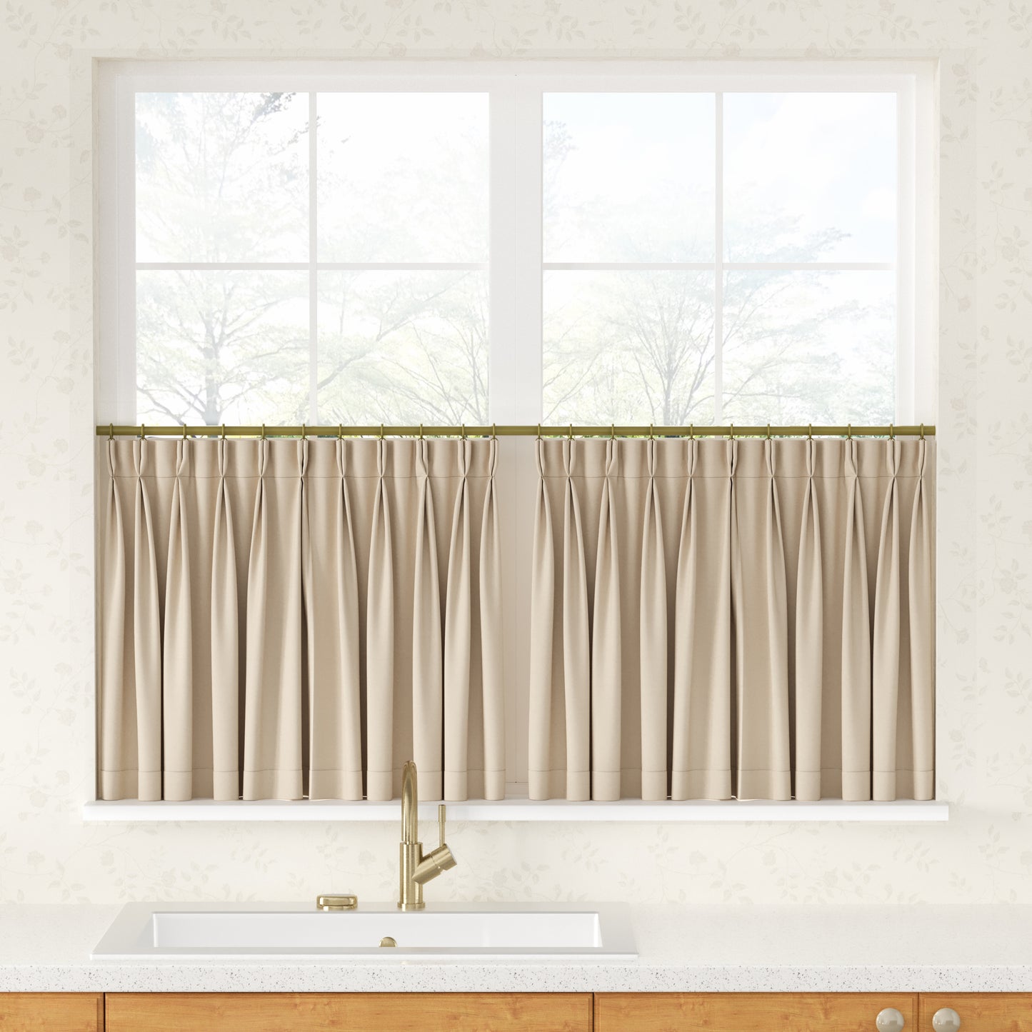 Breeza Cotton Blend Pleated Cafe Curtains