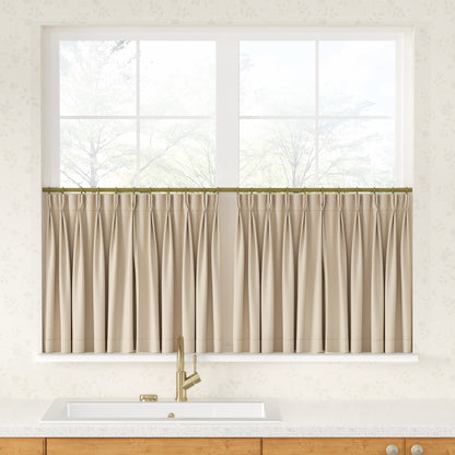 Breeza Cotton Blend Pleated Cafe Curtains