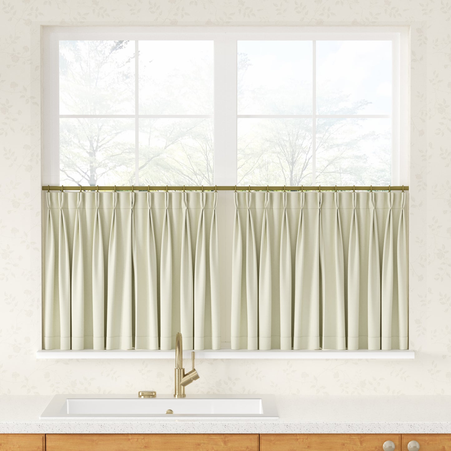 Breeza Cotton Blend Pleated Cafe Curtains