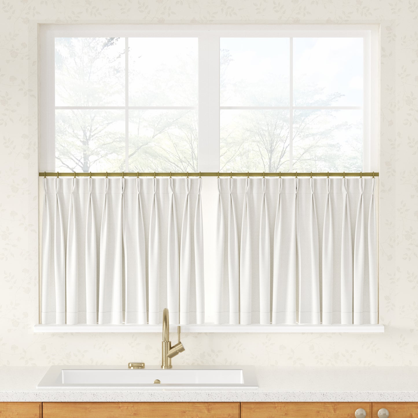 Breeza Cotton Blend Pleated Cafe Curtains