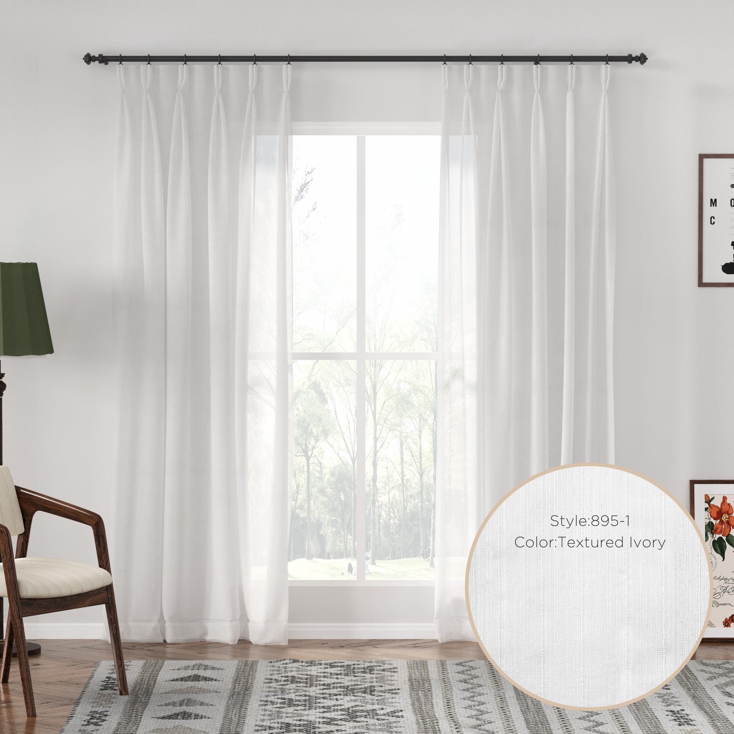 Auriel Semi Sheer Drapes Pleated
