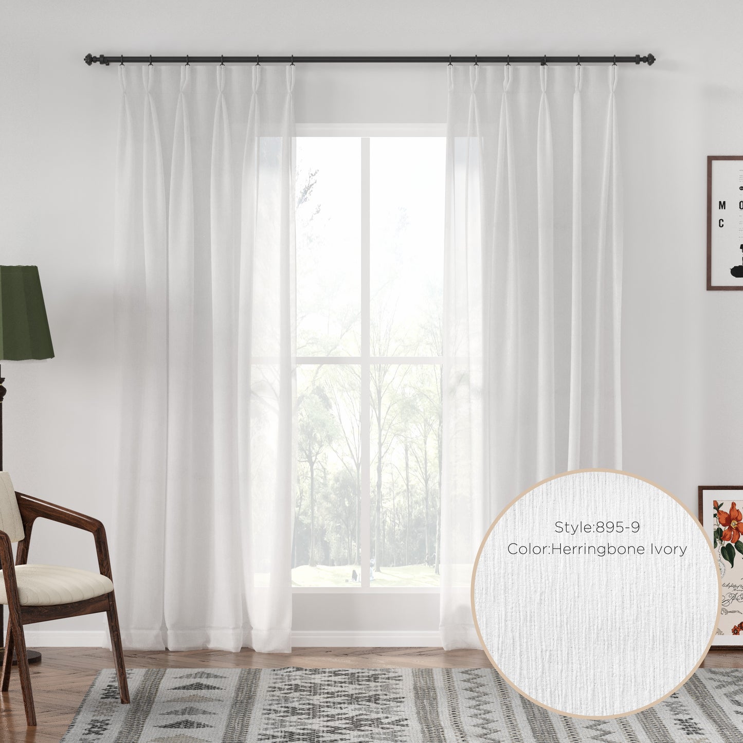 Auriel Semi Sheer Drapes Pleated