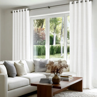 Chevron Textured Linen Blend Drapes Grommet - LuxDrape