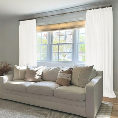 Chevron Textured Linen Thermal Sound Proof Curtain Pleated - LuxDrape