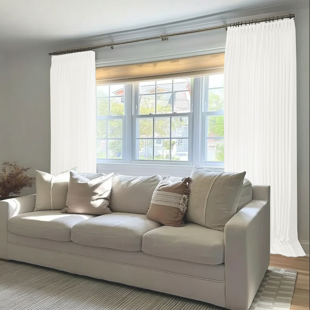 Chevron Textured Linen 100% Blackout Lining Curtain Pleated - LuxDrape