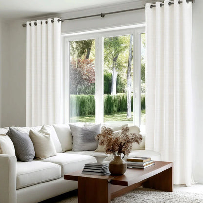 Chevron Textured Linen Blend Drapes Grommet - LuxDrape