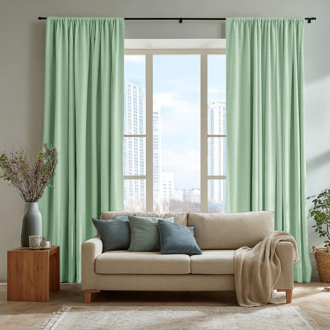 Chevron Textured Linen Blend Drapes Soft Top - LuxDrape