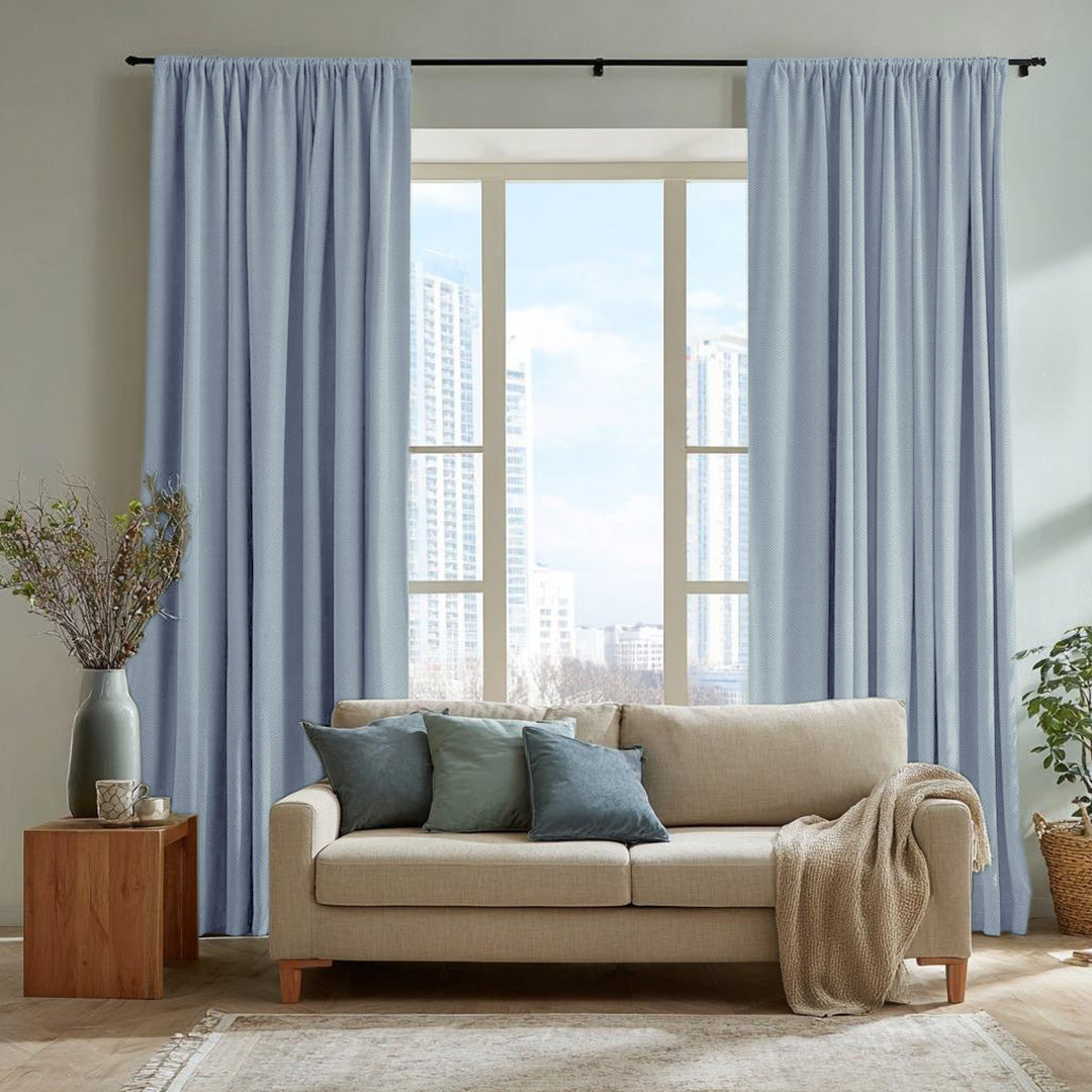 Chevron Textured Linen Blend Drapes Soft Top