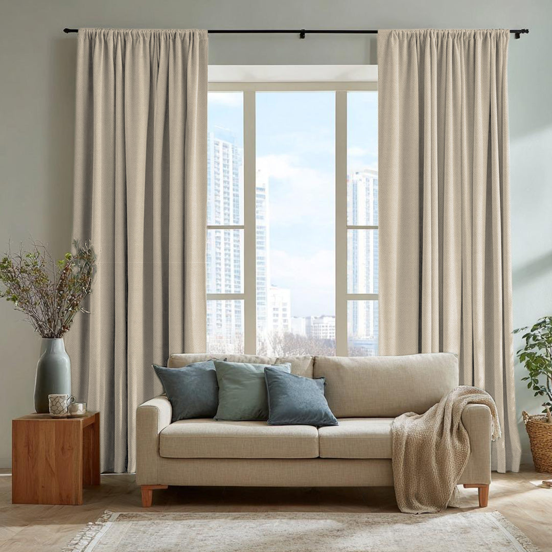 Chevron Textured Linen Blend Drapes Soft Top