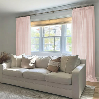 Chevron Textured Linen 100% Blackout Lining Curtain Pleated - LuxDrape