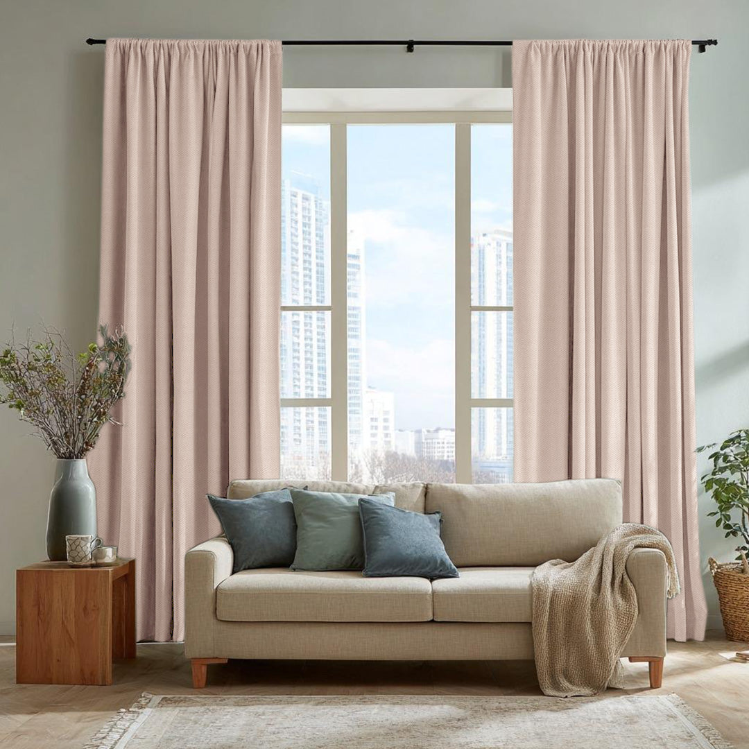 Chevron Textured Linen Blend Drapes Soft Top