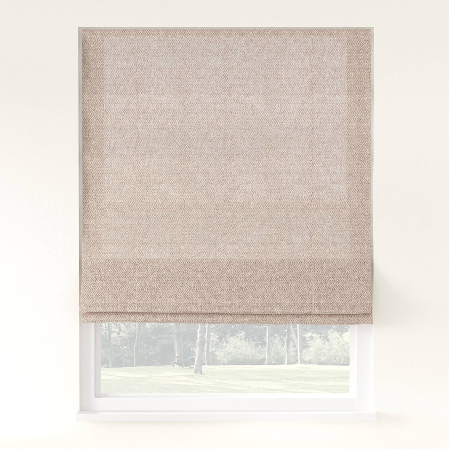 Chevron Herringbone Weave Linen  Roman Shade Cordless