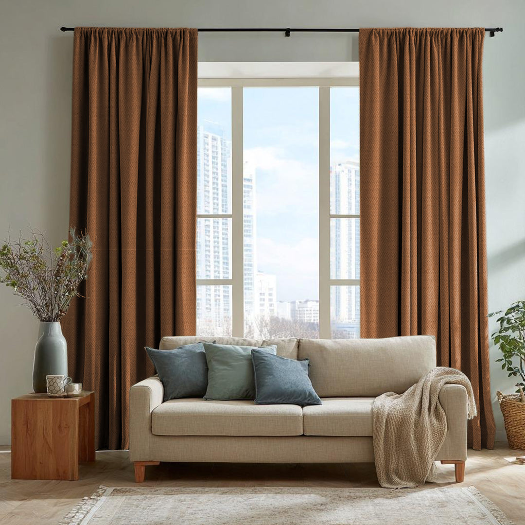 Chevron Textured Linen Blend Drapes Soft Top