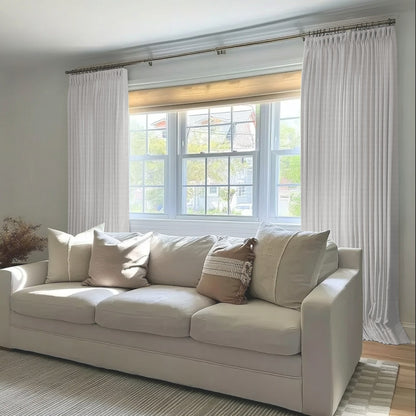 Chevron Textured Linen Thermal Sound Proof Curtain Pleated - LuxDrape