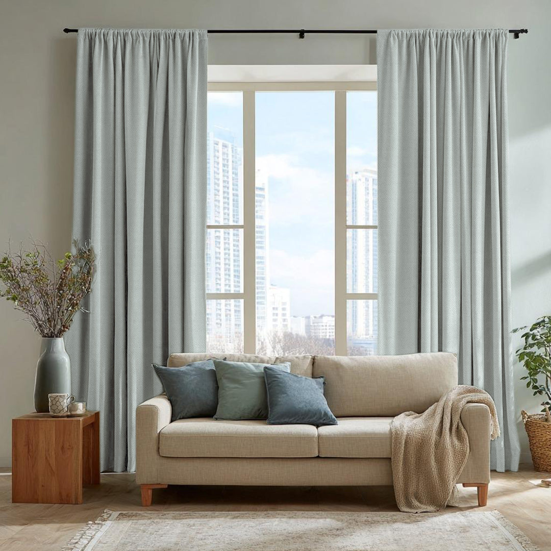Chevron Textured Linen Blend Drapes Soft Top